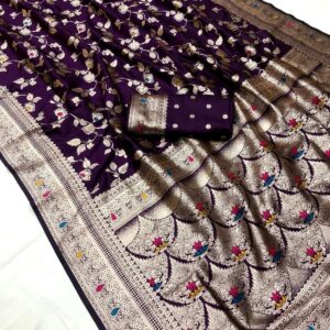 Taxshila Ambar Saree-Wine