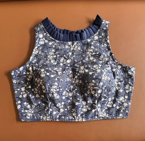 Hakoba highneck Blouse - NavyBlue