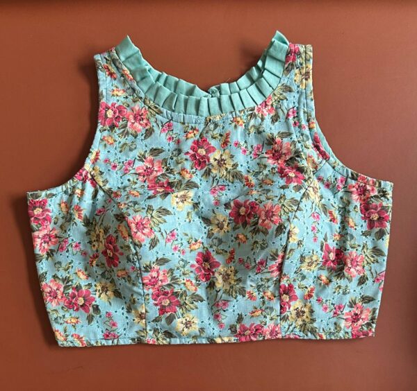 Hakoba highneck Blouse - DistemperBlue