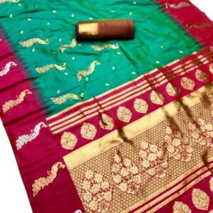 Mor paithani - Rama (Red border)