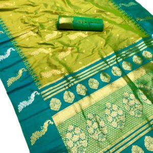 Mor paithani - ParrotGreen (Rama Border)