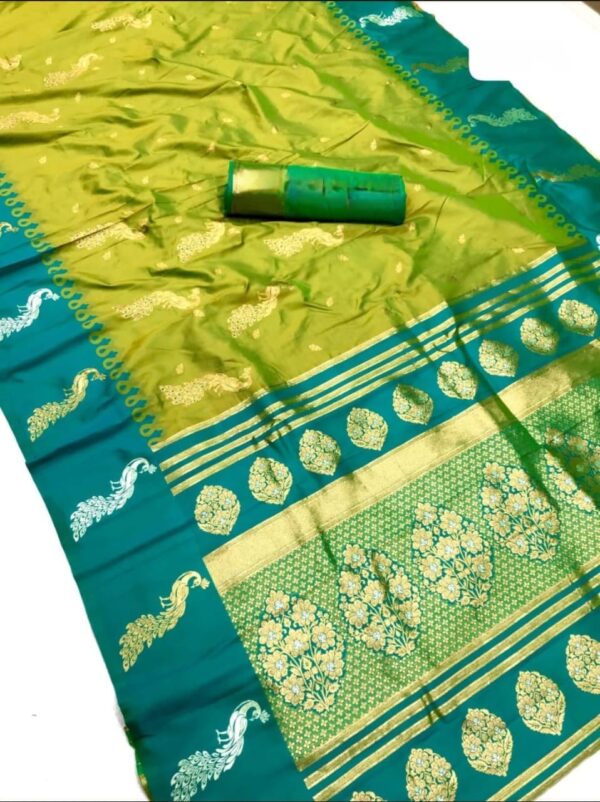 Mor paithani - ParrotGreen (Rama Border)