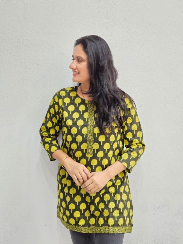 Cotton Short Kurti-Yellow