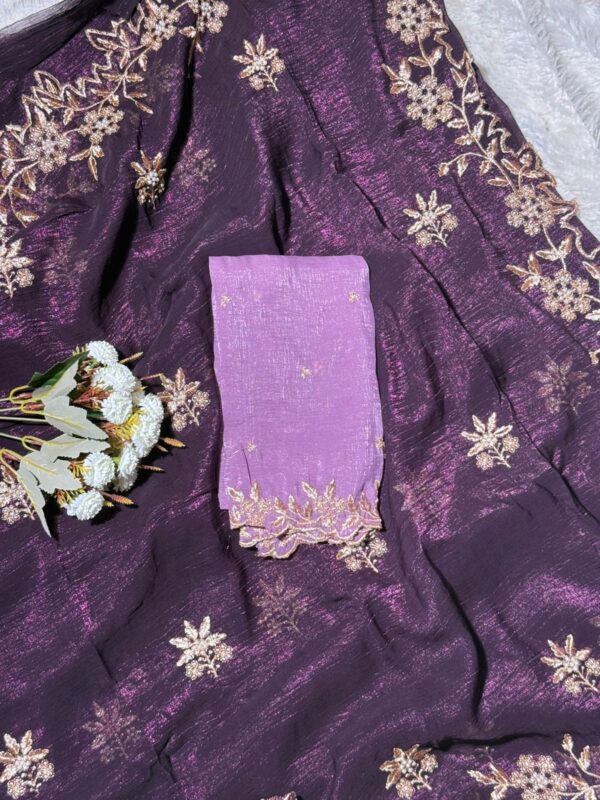 Spece Silk Designer Saree Wine