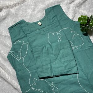 Linen Kurti Pant Co-ord Set_ BLUE