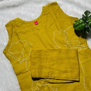 Linen Kurti Pant Co-ord Set_ YELLOW