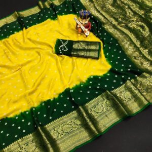 Banarasi Bandhej Saree_yellow