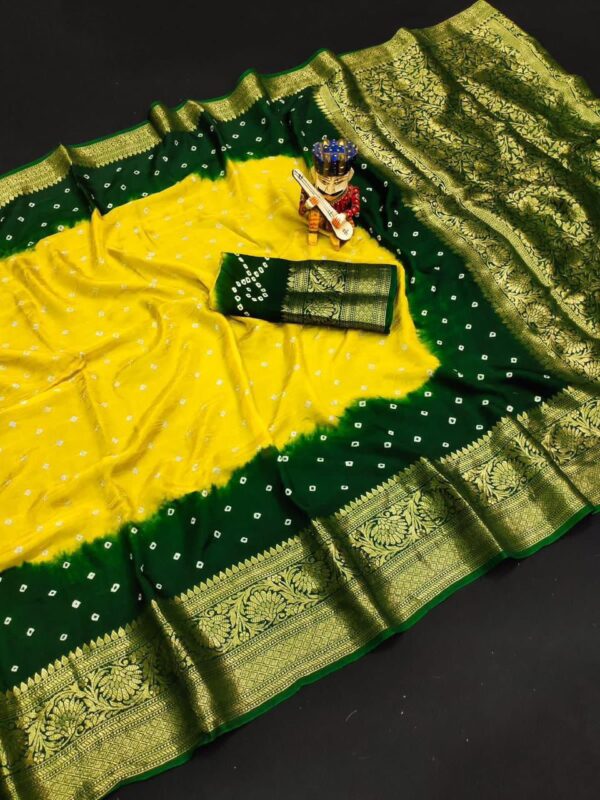Banarasi Bandhej Saree_yellow