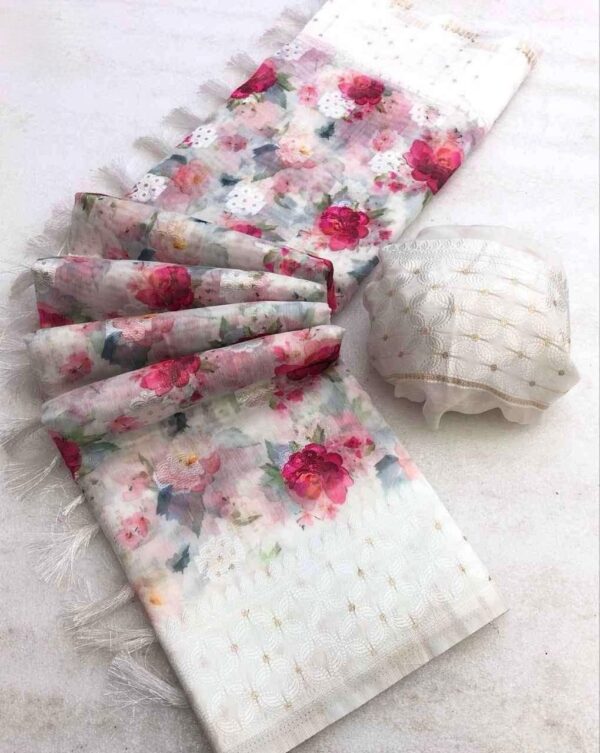Sharan Special White Saree