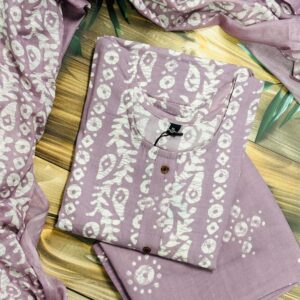Cotton Jute Batik Dress 3-Piece Set –  : Onion Pink