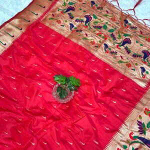 Maharani Muniya Paithani Saree – Rani Color