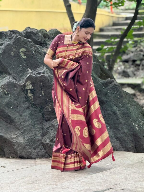 Narayanpeth Saree : Marron
