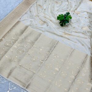 Banarasi Silk Saree Muga Silk : Off White