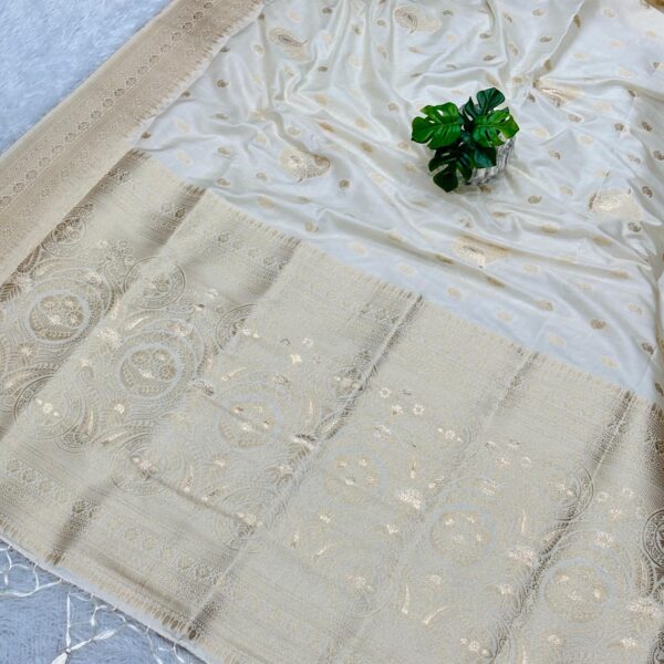Banarasi Silk Saree Muga Silk : Off White