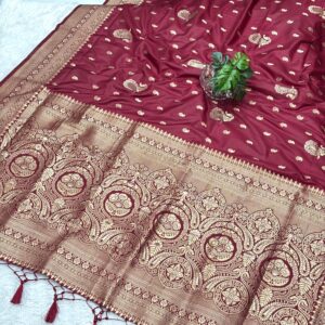 Banarasi Silk Saree Muga Silk : maroon