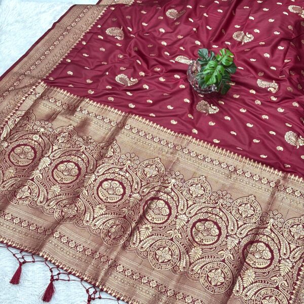 Banarasi Silk Saree Muga Silk : maroon