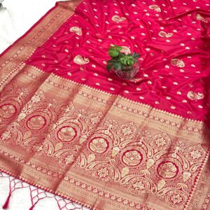 Banarasi Silk Saree Muga Silk : rani pink