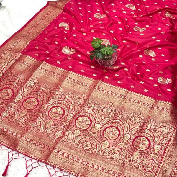Banarasi Silk Saree Muga Silk : rani pink