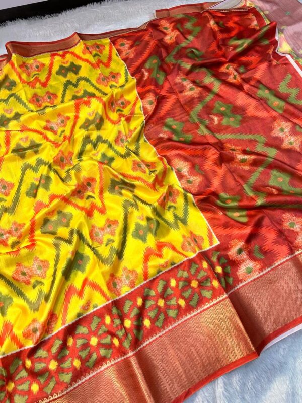 Patola Malai Print Silk Saree - Image 2