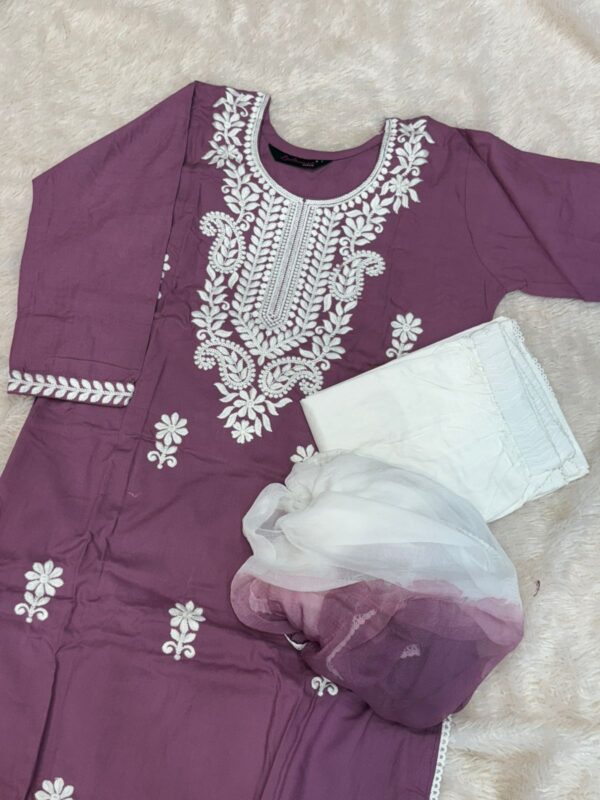 Royal Lakhnavi 3-Piece Dress Set : Onionpink